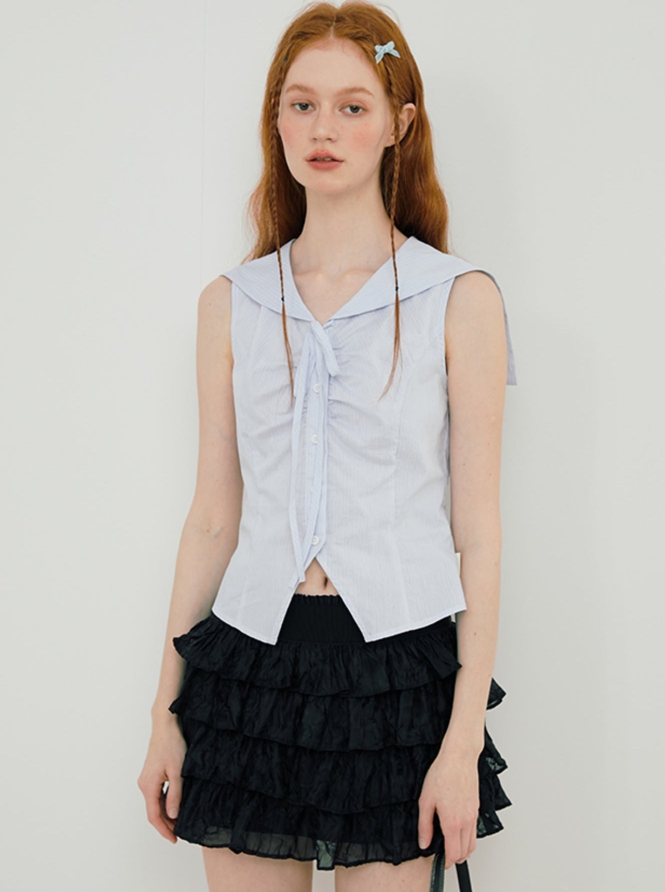 Collar Sleeveless Shirt