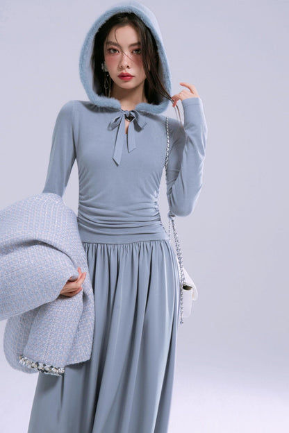 Robe à capuche bleu-gris Taylor 