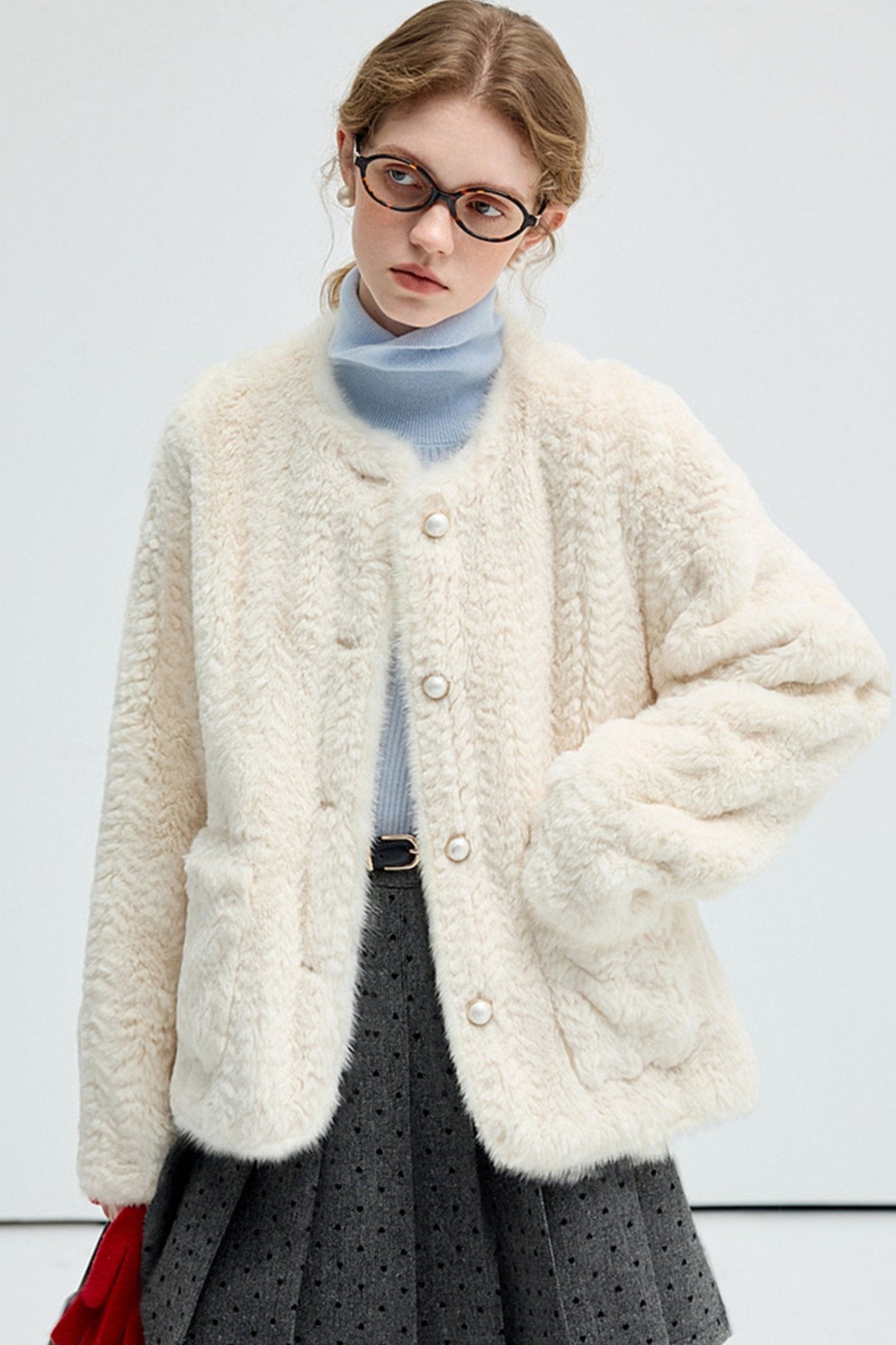 Mink Wool Spliced Short Coat