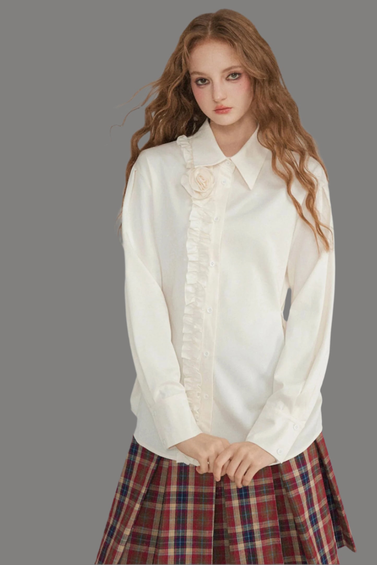 Three-Dimensional Rose Loose Shirt