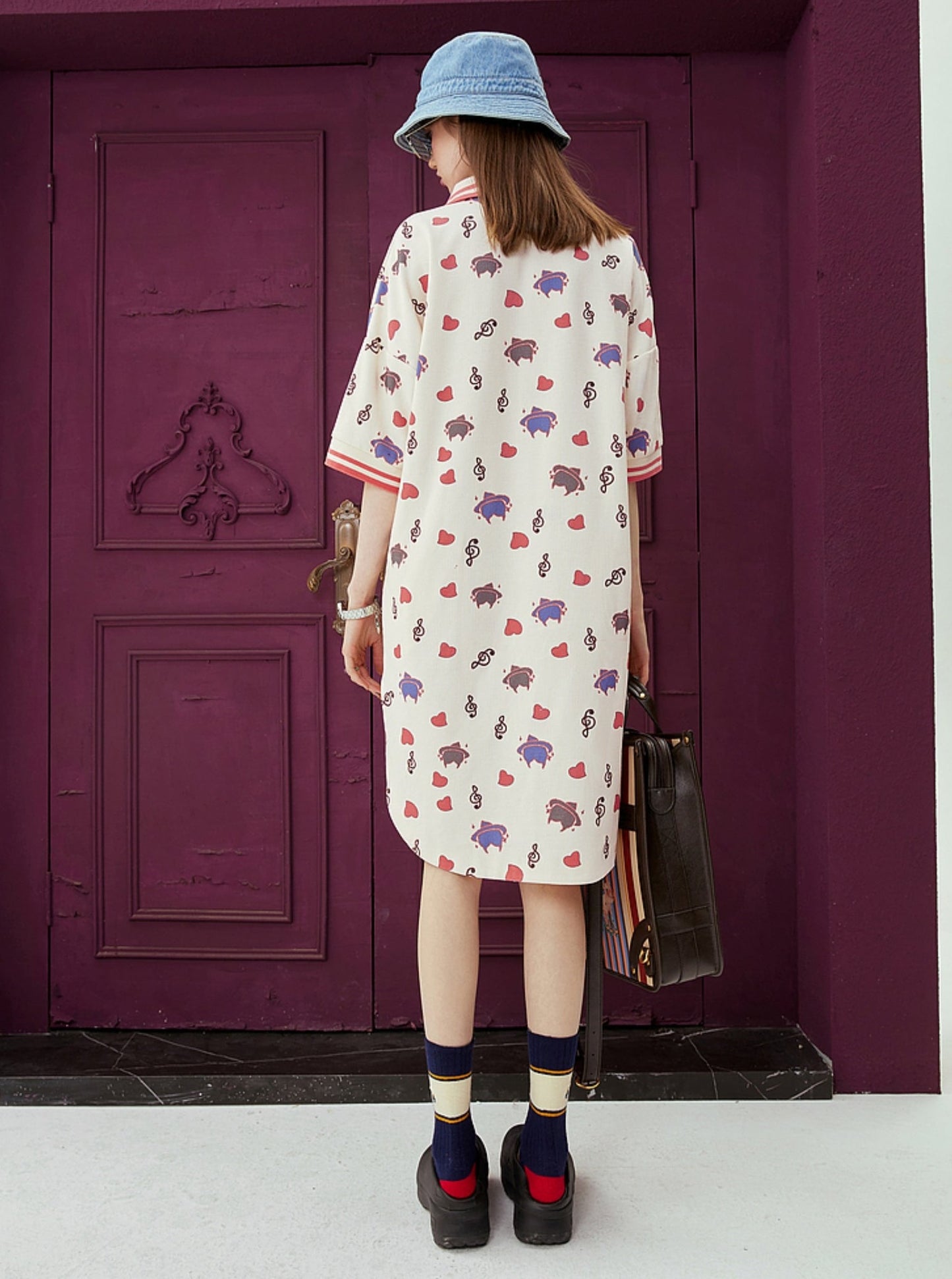 Polo Neck Print T-Shirt Dress