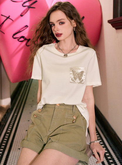 Butterfly Embroidery T-Shirt