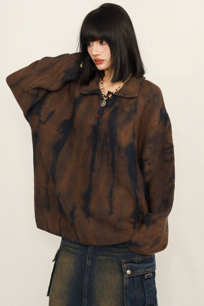 OCTTFLAB Herbst/Winter Lazy Loose Tie-Dye Pullover Women's Herbst/Winter 2024 New Atmospheric Slim Knitwear