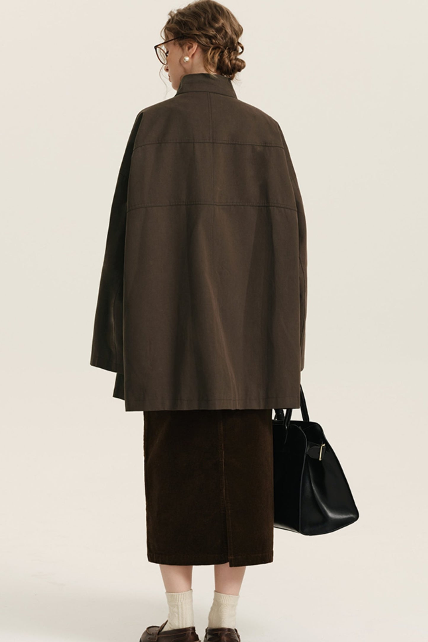 Tencel Cotton Stand-Neck Trench Coat