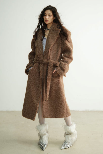 Genderless Handsome Long Silhouette Tweed Coat