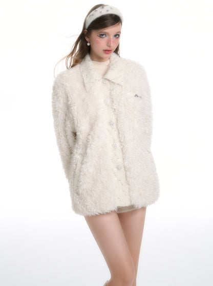 Lamb Wool Fragrant Wind Spliced Coat