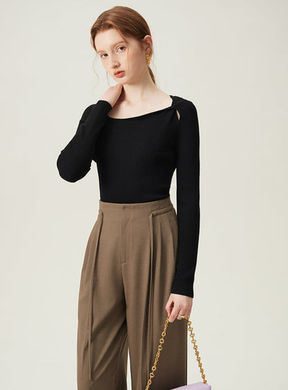 Commuting Square Neck Knit Top