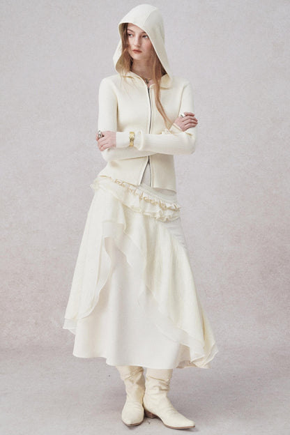 니트 후드 카디건 