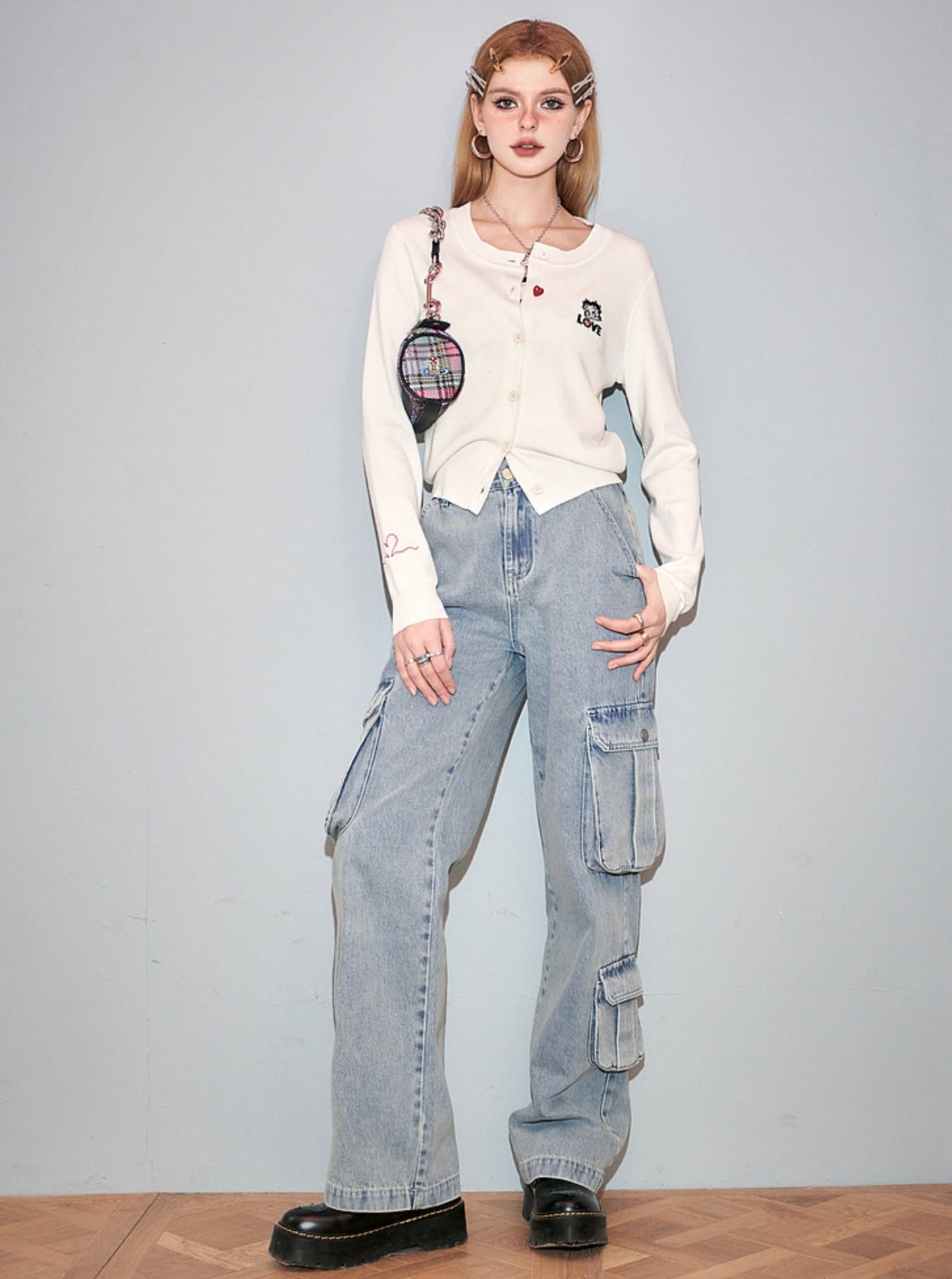 Relaxed Fit Cargo Denim Pants