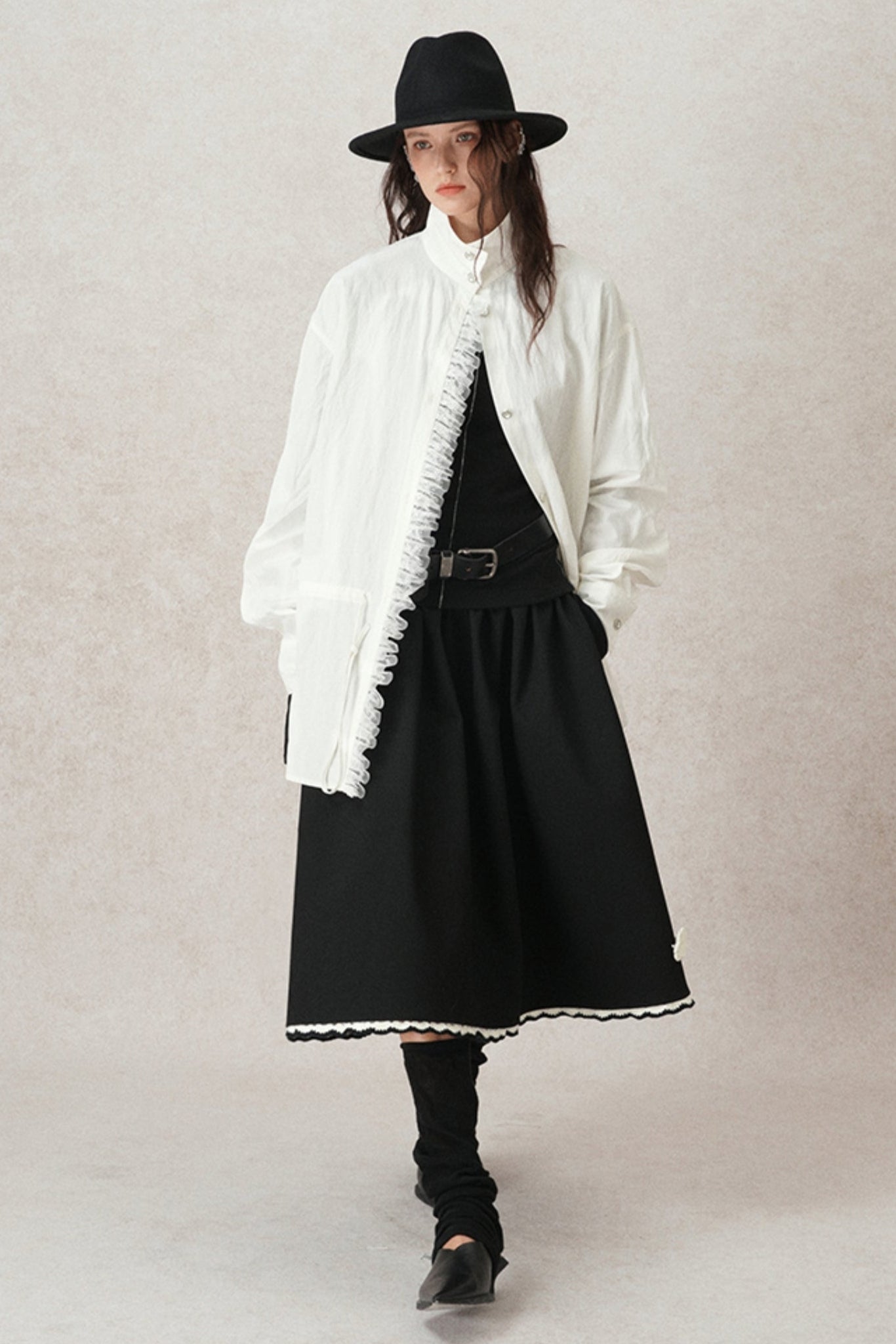 Kontrastierende Häkel-A-Linien-Puff-Rock 