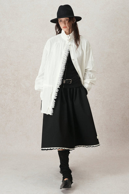 Kontrastierende Häkel-A-Linien-Puff-Rock 