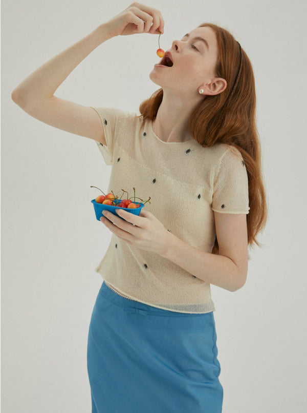 Polka Dot French Knit Top