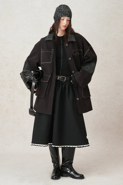 Kontrastierende Häkel-A-Linien-Puff-Rock 