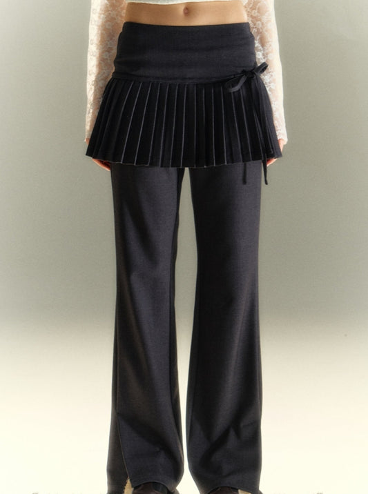 Ballet Style Fake Two Pleated Pants