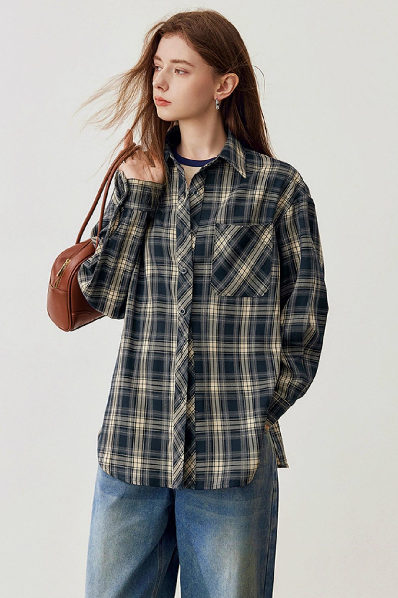 Spring Loose Check Shirt Jacket