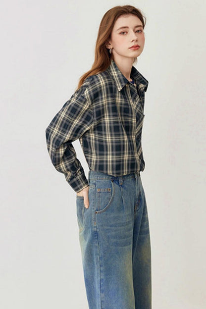 Spring Loose Check Shirt Jacket