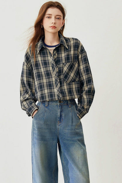 Spring Loose Check Shirt Jacket