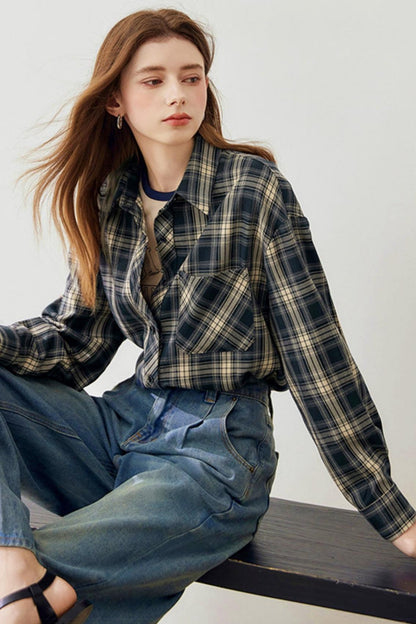 Spring Loose Check Shirt Jacket