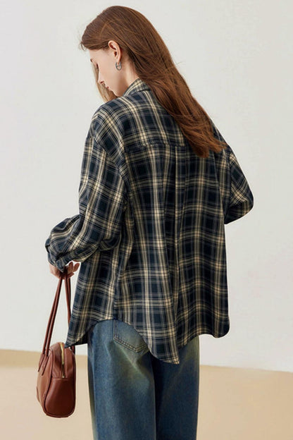 Spring Loose Check Shirt Jacket