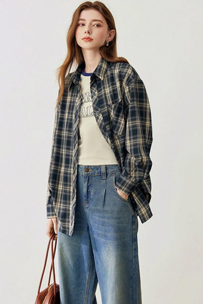 Spring Loose Check Shirt Jacket