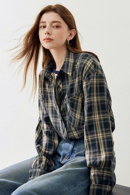 Spring Loose Check Shirt Jacket