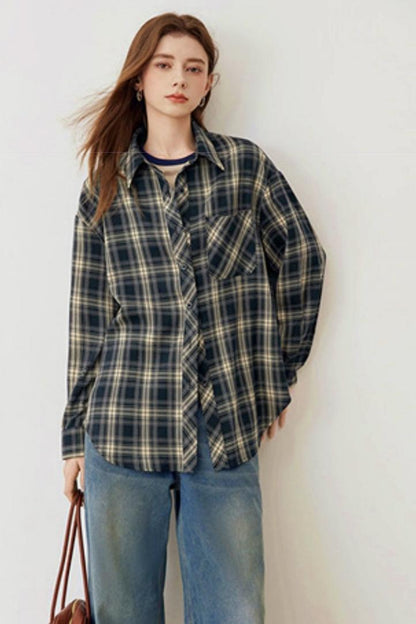 Spring Loose Check Shirt Jacket