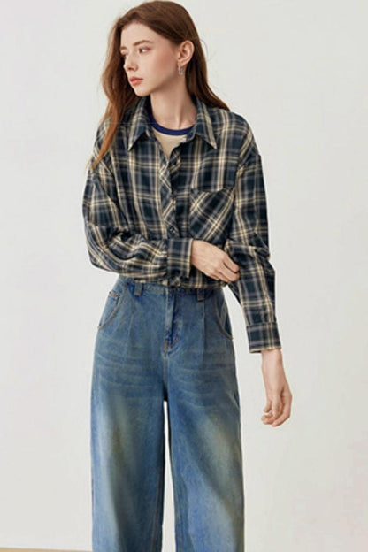 Spring Loose Check Shirt Jacket