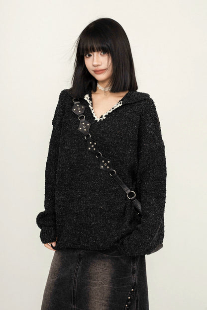 Korean Simple Loose Knit Hoodie