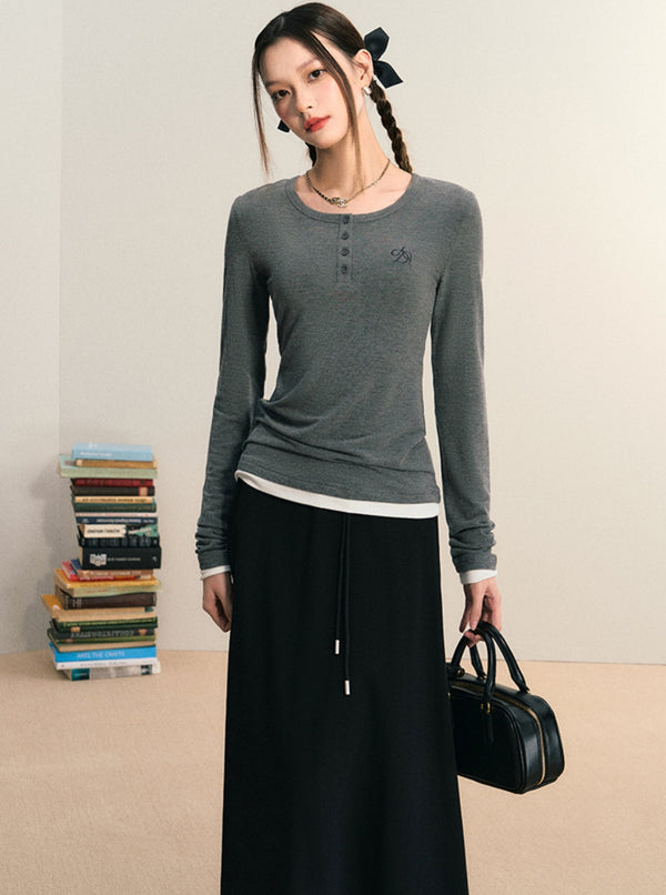 Solid Color Round Neck T-Shirt