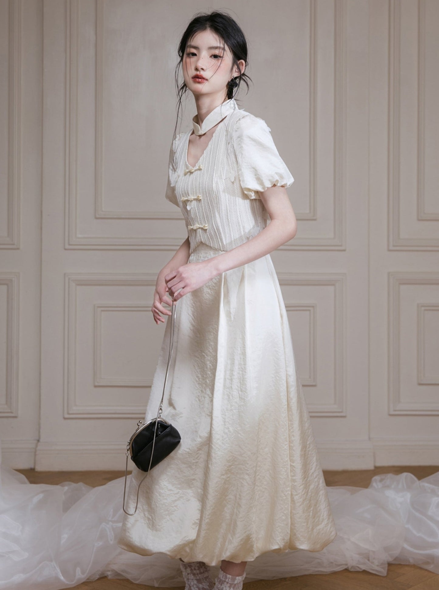 White Moonlight Patchwork Dress