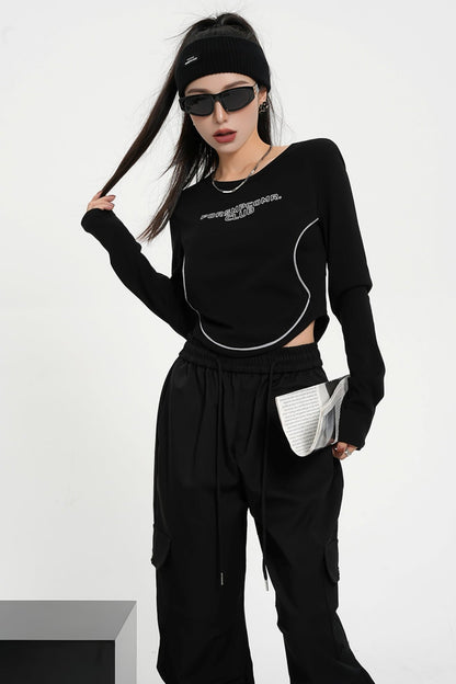 High Waist Long Sleeve Crop Top