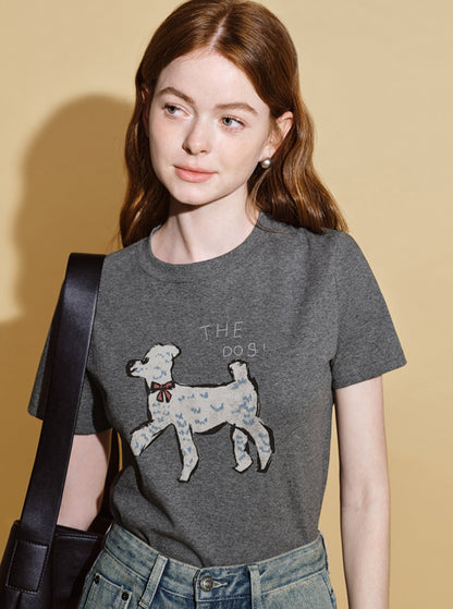 Cute Puppy Print T-Shirt With Pants
