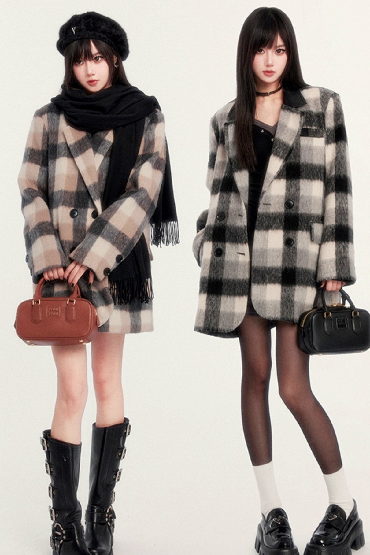 VERSATILE RETRO CHECK TWEED COAT