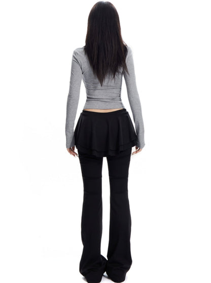 Slim Slightly Flared Skirt Pants