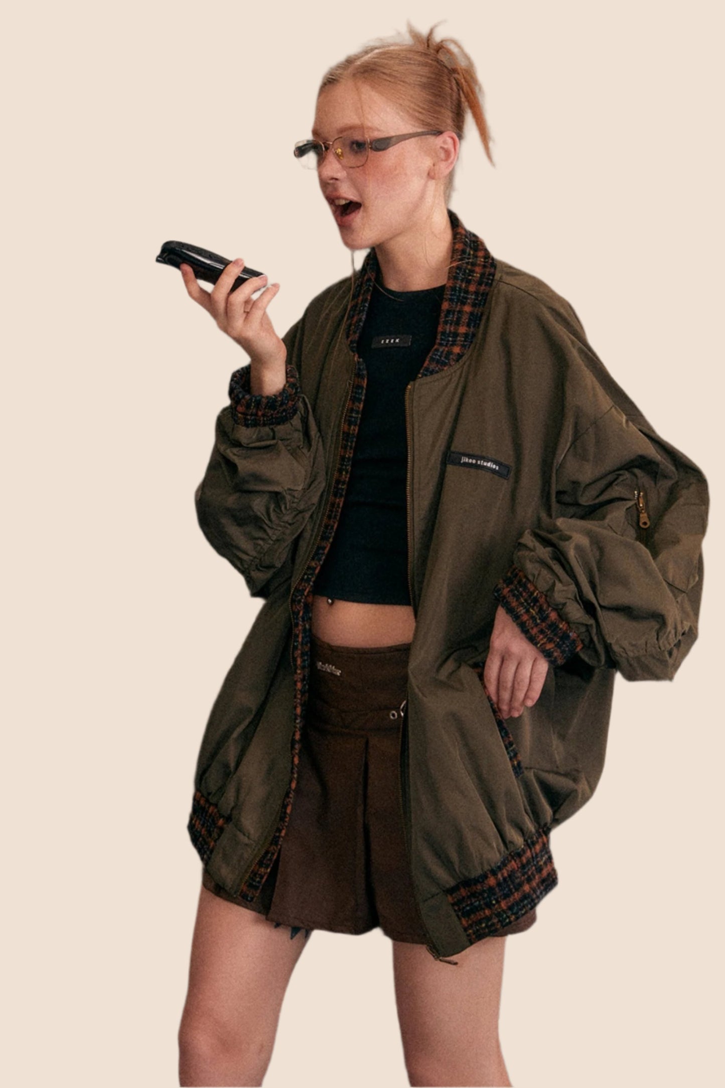 Retro Army Green Bomber Jacket