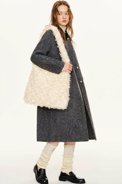 Panelled Collar Wool Temperament Jacket