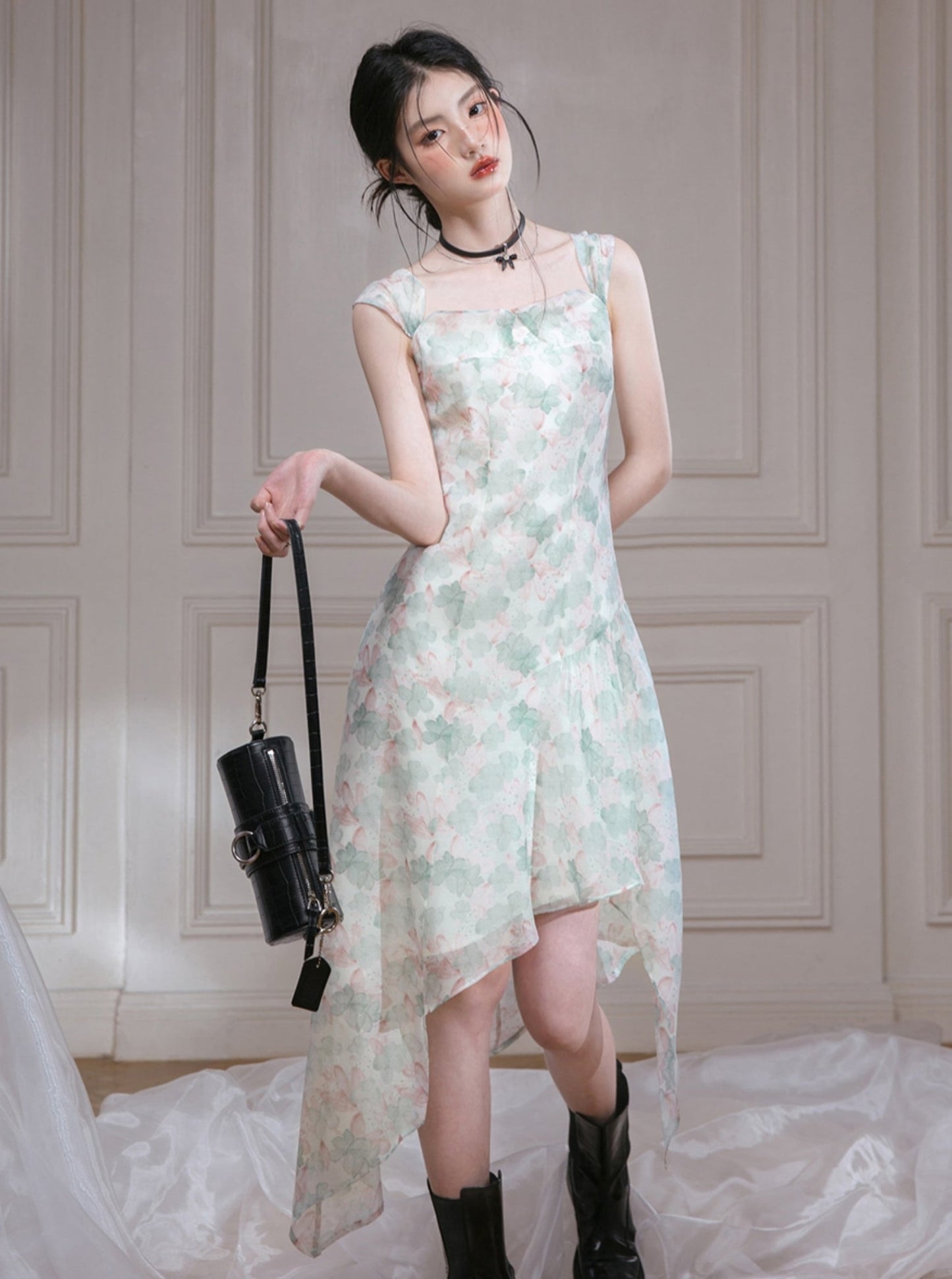 Hibiscus Sheer Chiffon Dress