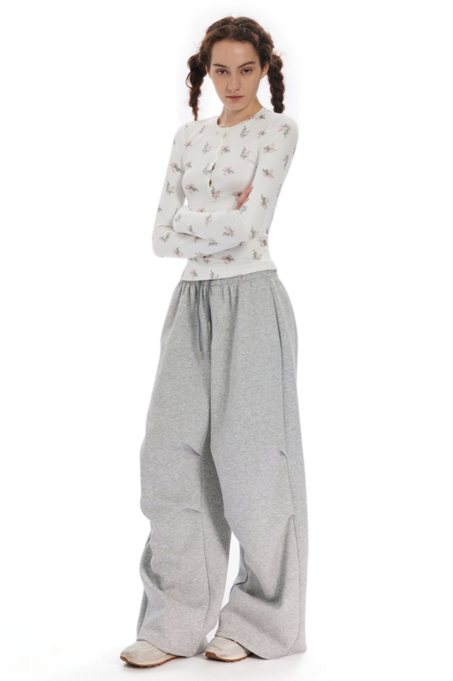 Loose Drawstring Gray Sweatpants