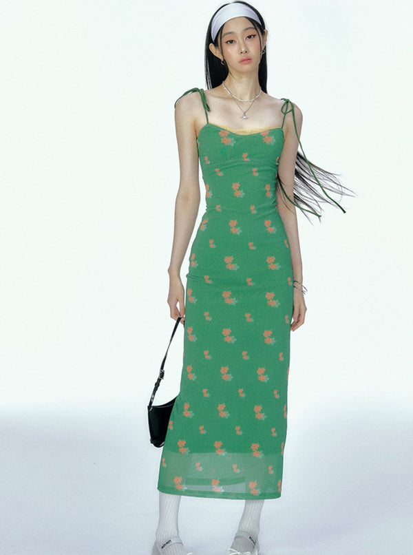 Floral Mesh Lace Resort Slip Dress