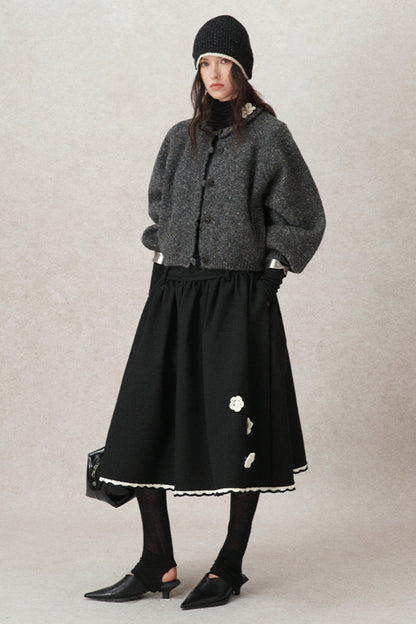 Kontrastierende Häkel-A-Linien-Puff-Rock 