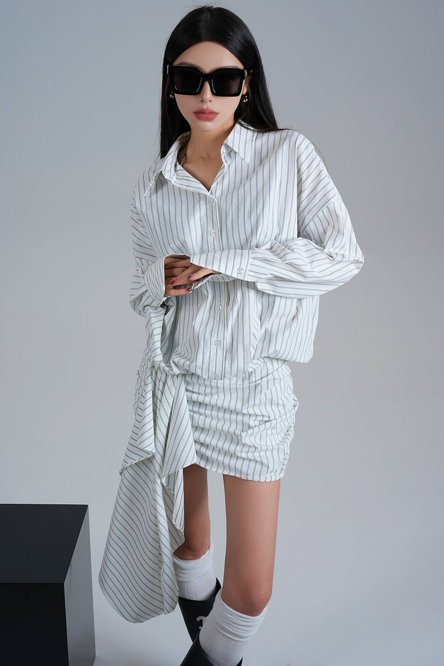 Niche Design Long-Sleeed Shirt Dress