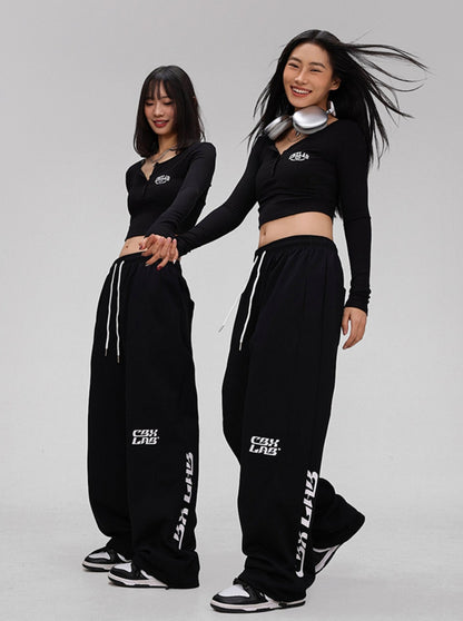 Hip-Hop Trendy Black Stitched Pants