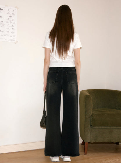 Nap Loose Draping Straight Leg Jeans