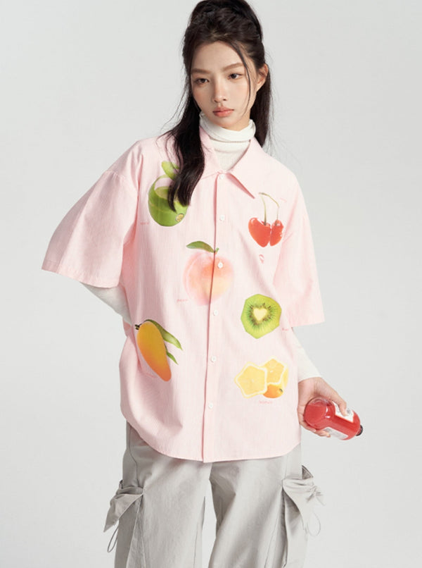 Fun Vertical Fruit Stripe Shirt