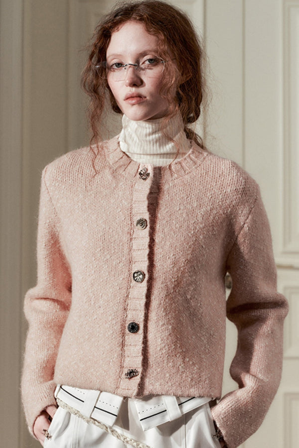 게으른 스타일의 염소 털 가디건 