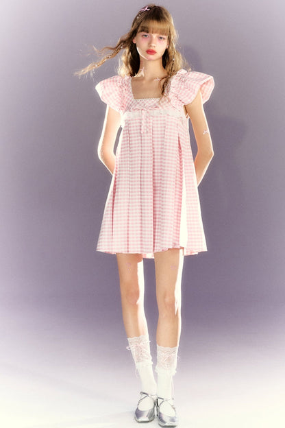 Girly Pink White Lace Doll Dress