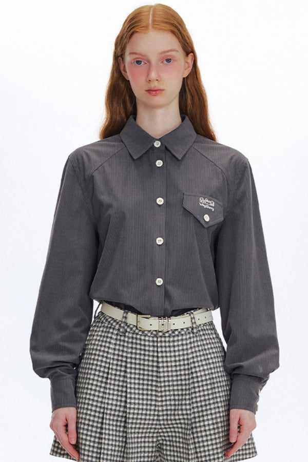 루즈 그레이 코듀로이 셔츠 