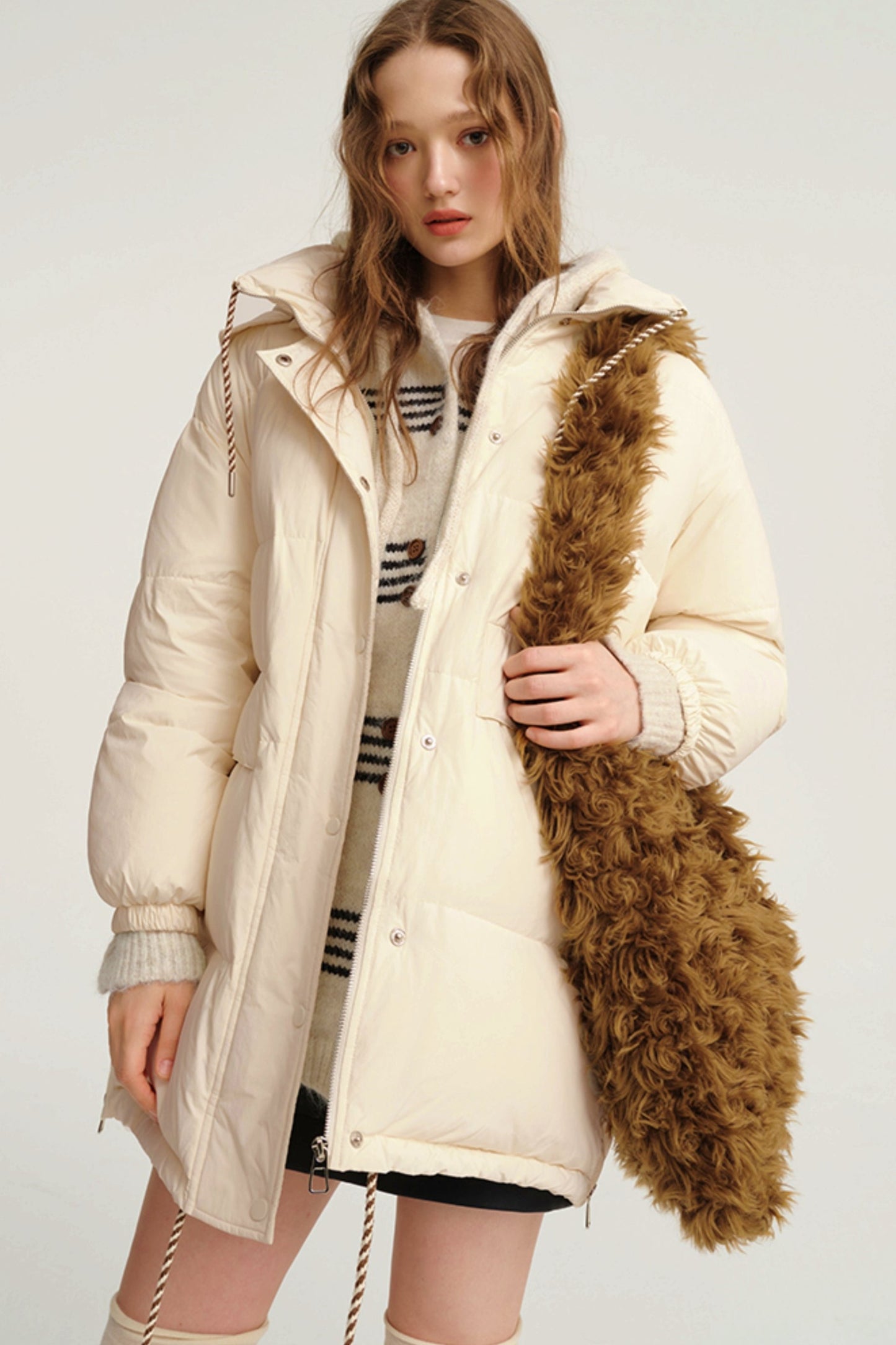 Designer Plus Mid-Length Down Jacket