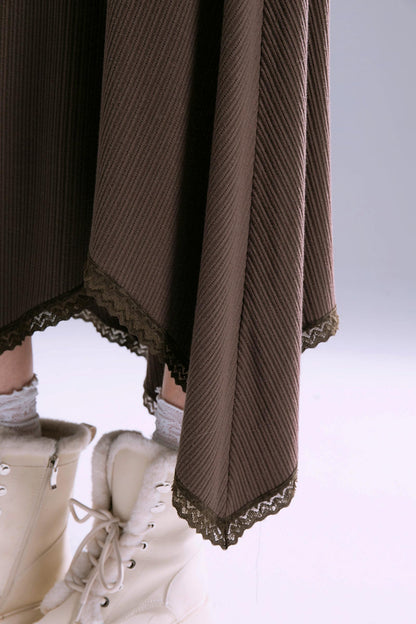 Asymmetric Lace Knitted Dress