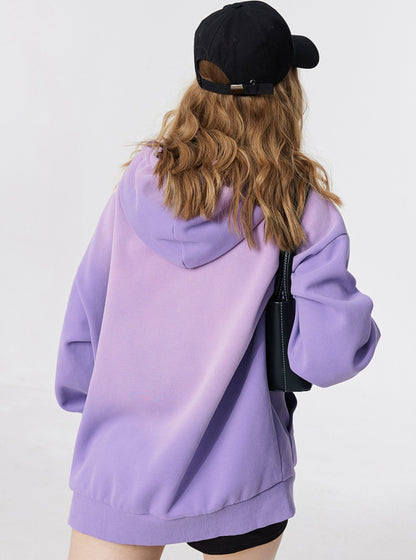 Purple Hooded Embroidered Top